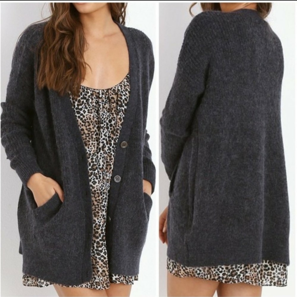 Free People Cozy Day Grandpa Cardigan Alpaca‎ Wool Mohair Blend Size Small